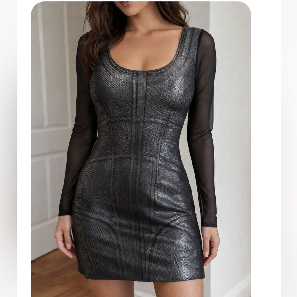 Black Sheer Long Sleeve Top